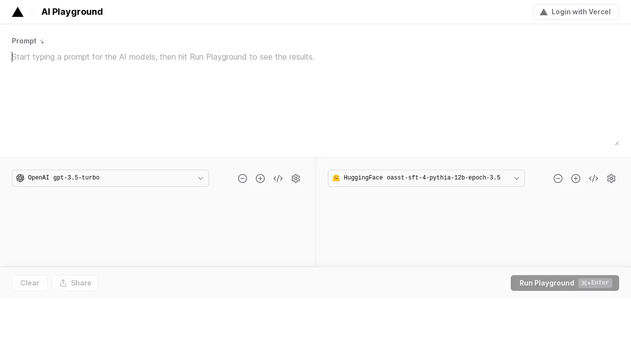 AI Playground by Vercel screenshot