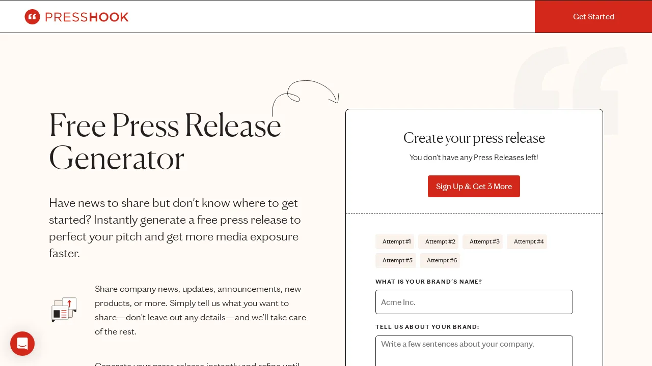 AI Press Release Generator screenshot