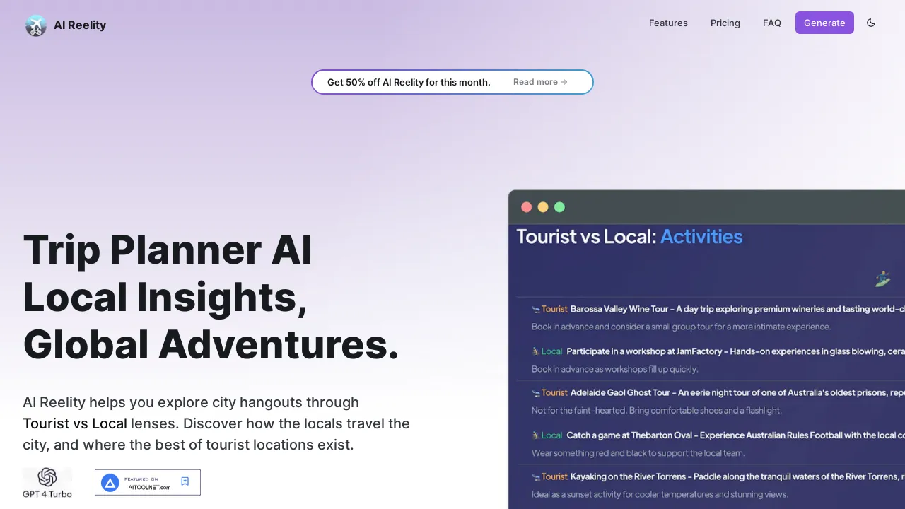 AI Reelity Trip Planner screenshot