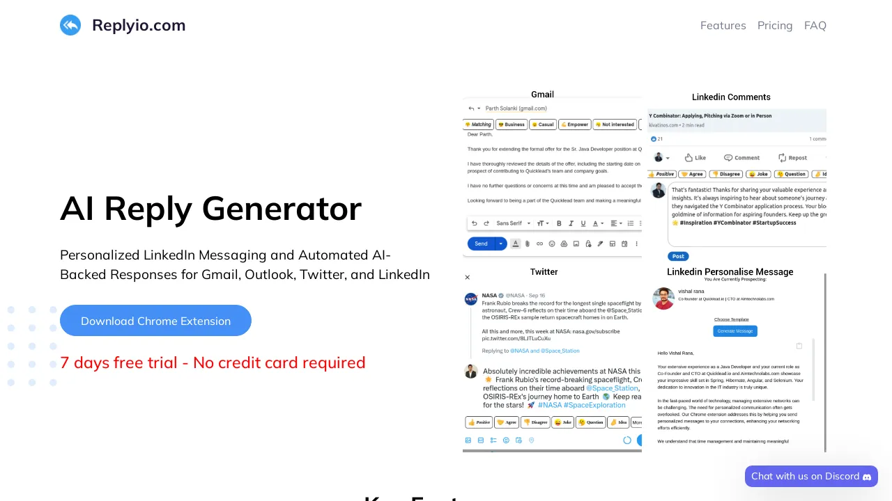 AI Response generator - Replyio.com screenshot