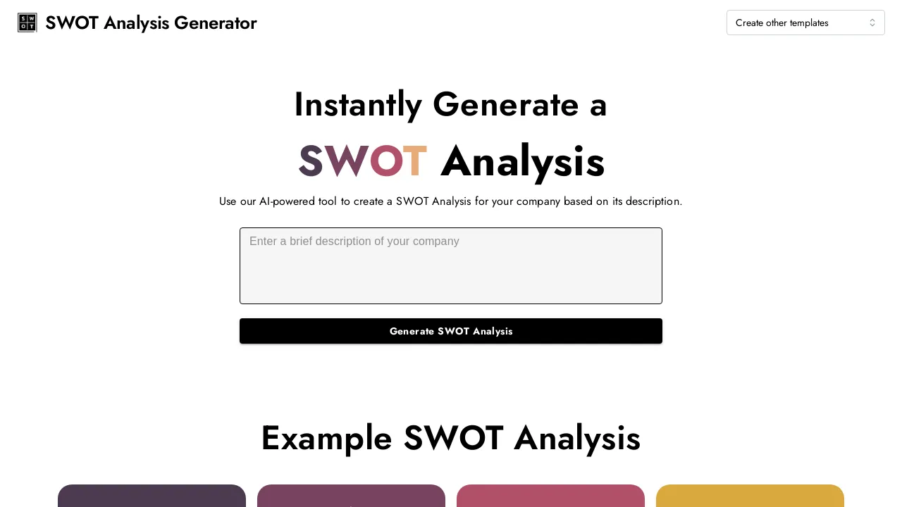 AI SWOT Analysis screenshot