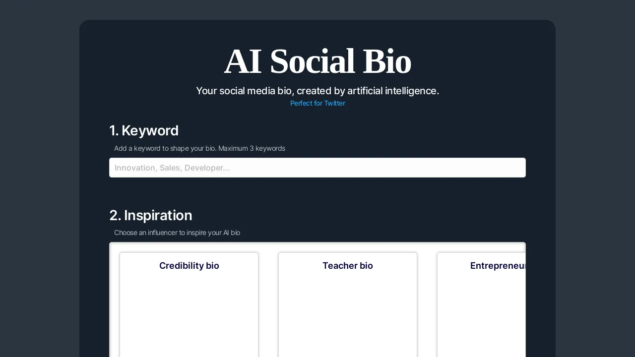AI Social Bio screenshot