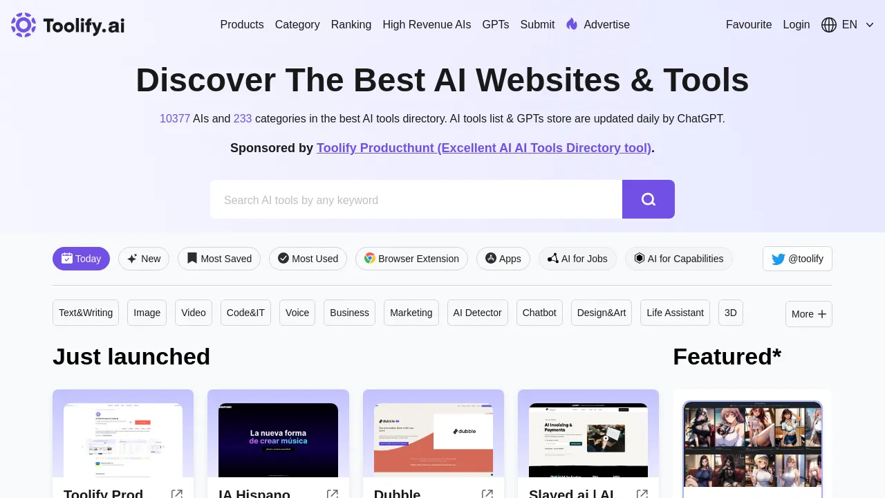 AI Tools Directory by Toolify AI screenshot