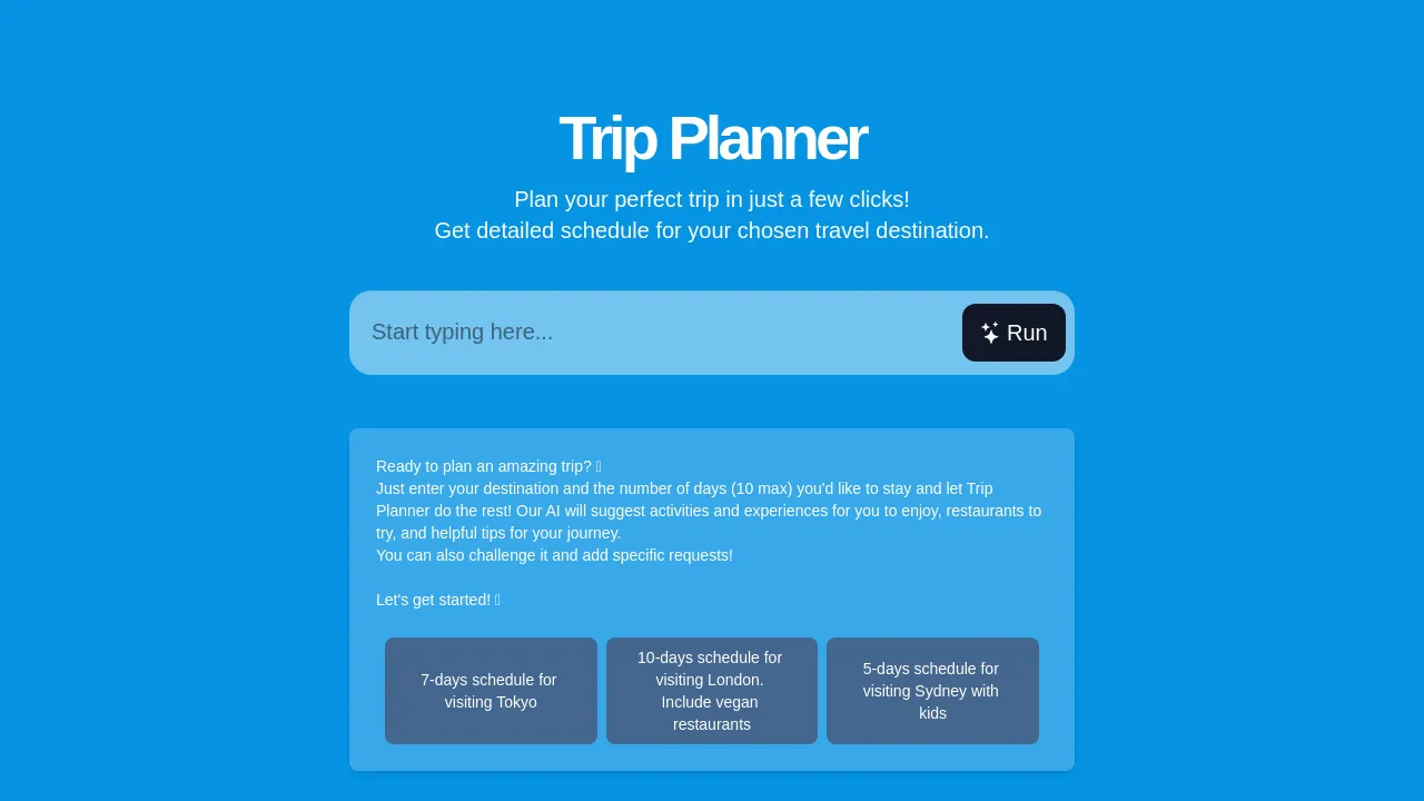 AI Trip Planner screenshot