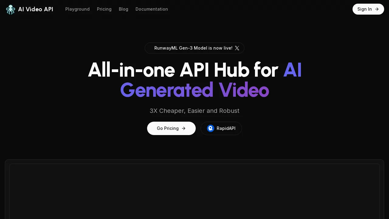 AI Video API screenshot