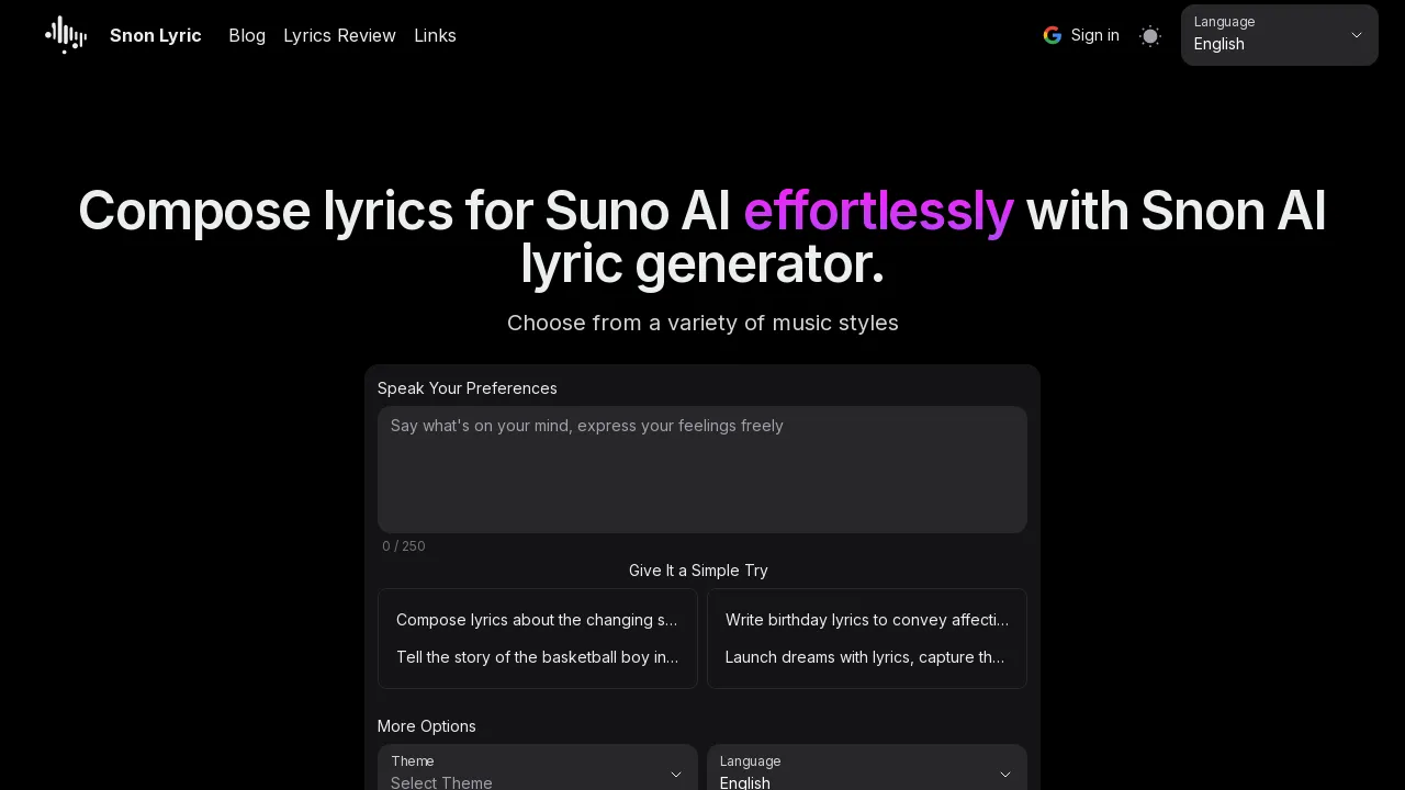 AI lyric generator