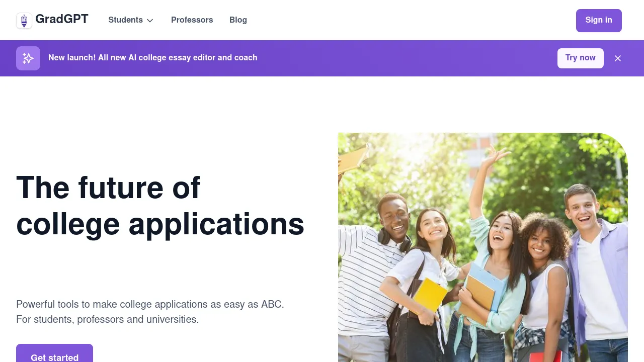 AI tools for college applications screenshot
