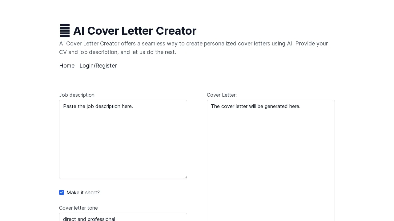 AICoverLetterCreator screenshot