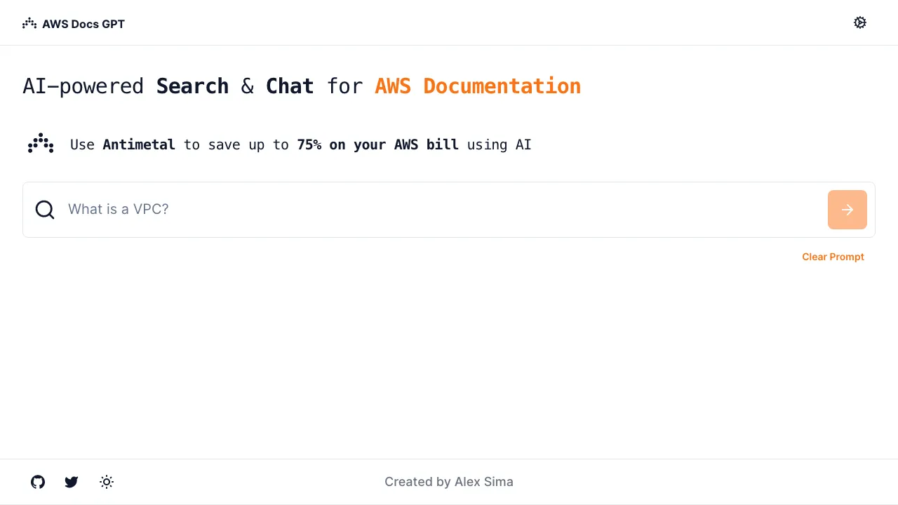 AWS Docs GPT screenshot