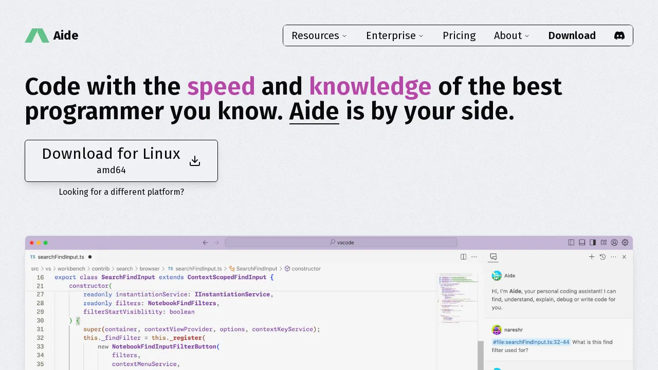 Aide - Extensible AI native code editor screenshot