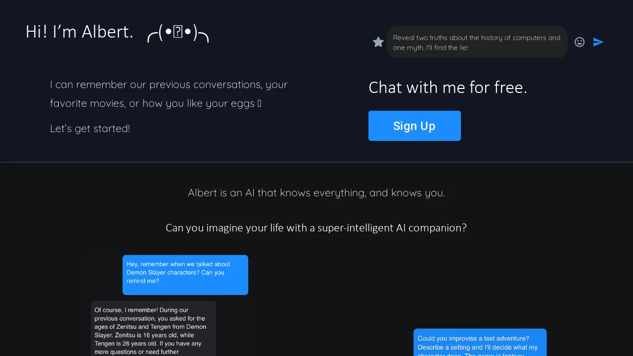 Albert - AI that knows everything, and knows you screenshot