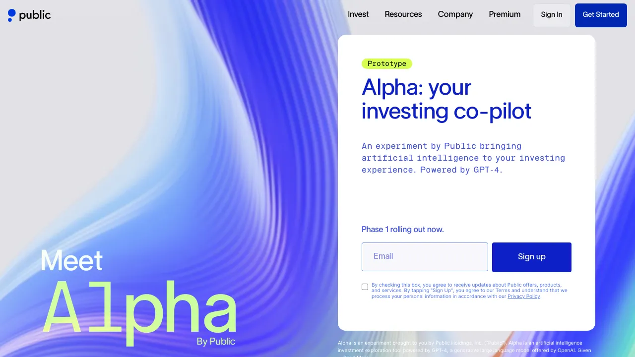 Alpha by Public screenshot
