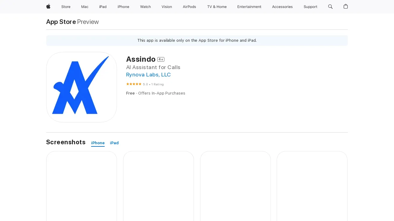 Assindo iOS screenshot