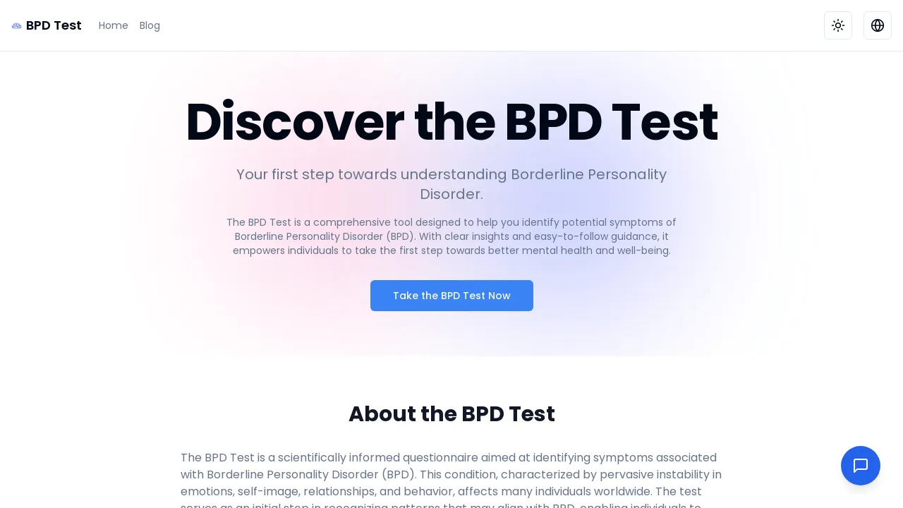BPD Symptom Indicator Test with AI-Personalized Pattern Analysis screenshot