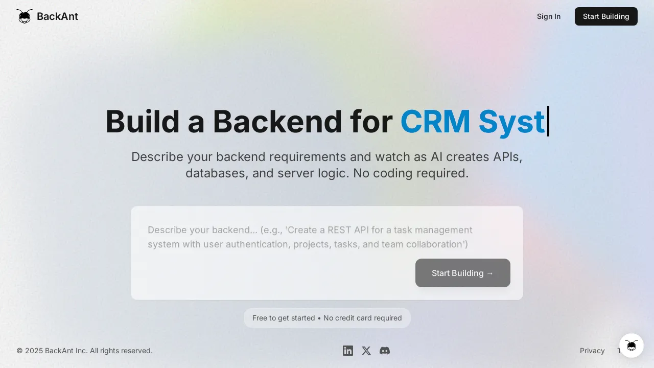 Backant - Your AI Backend Engineer