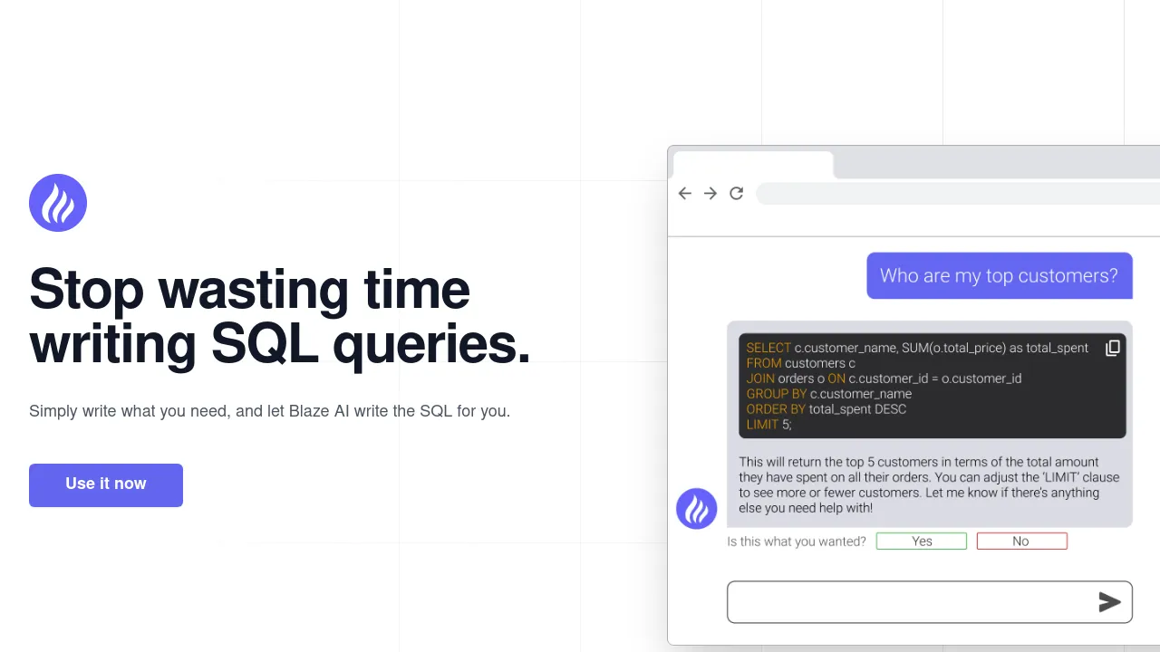 BlazeSQL screenshot