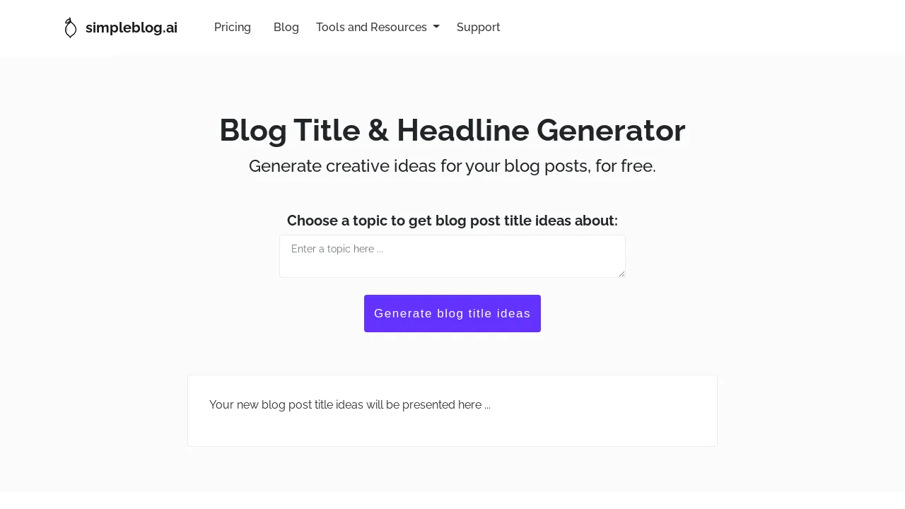 Blog Title & Headline Generator screenshot