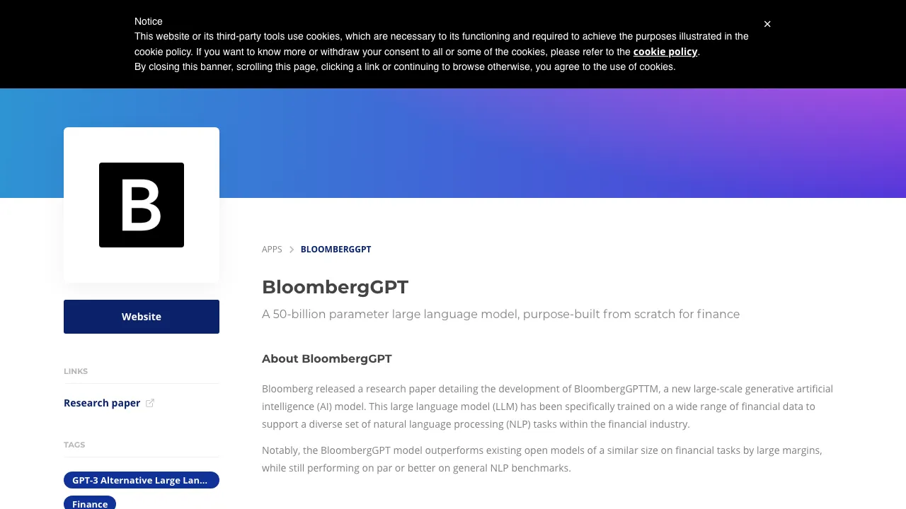 BloombergGPT screenshot