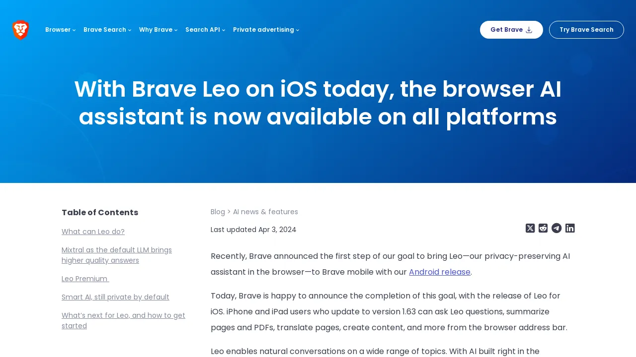 Brave Leo on iOS