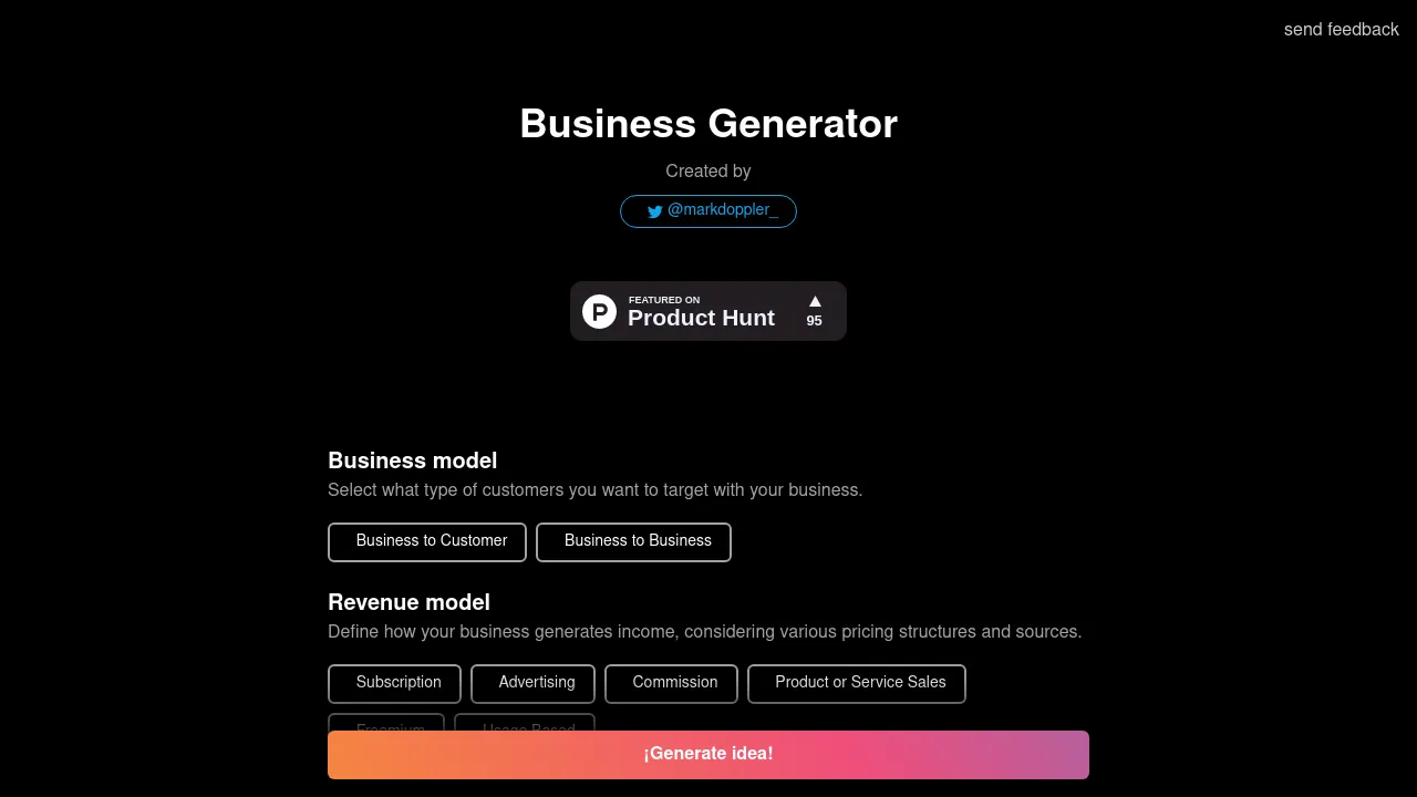 Business Idea Generator AI screenshot