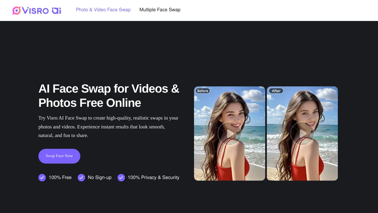 Changing Face with Visro AI Online for Free