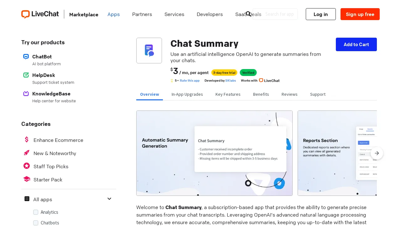 Chat Summary for LiveChat screenshot