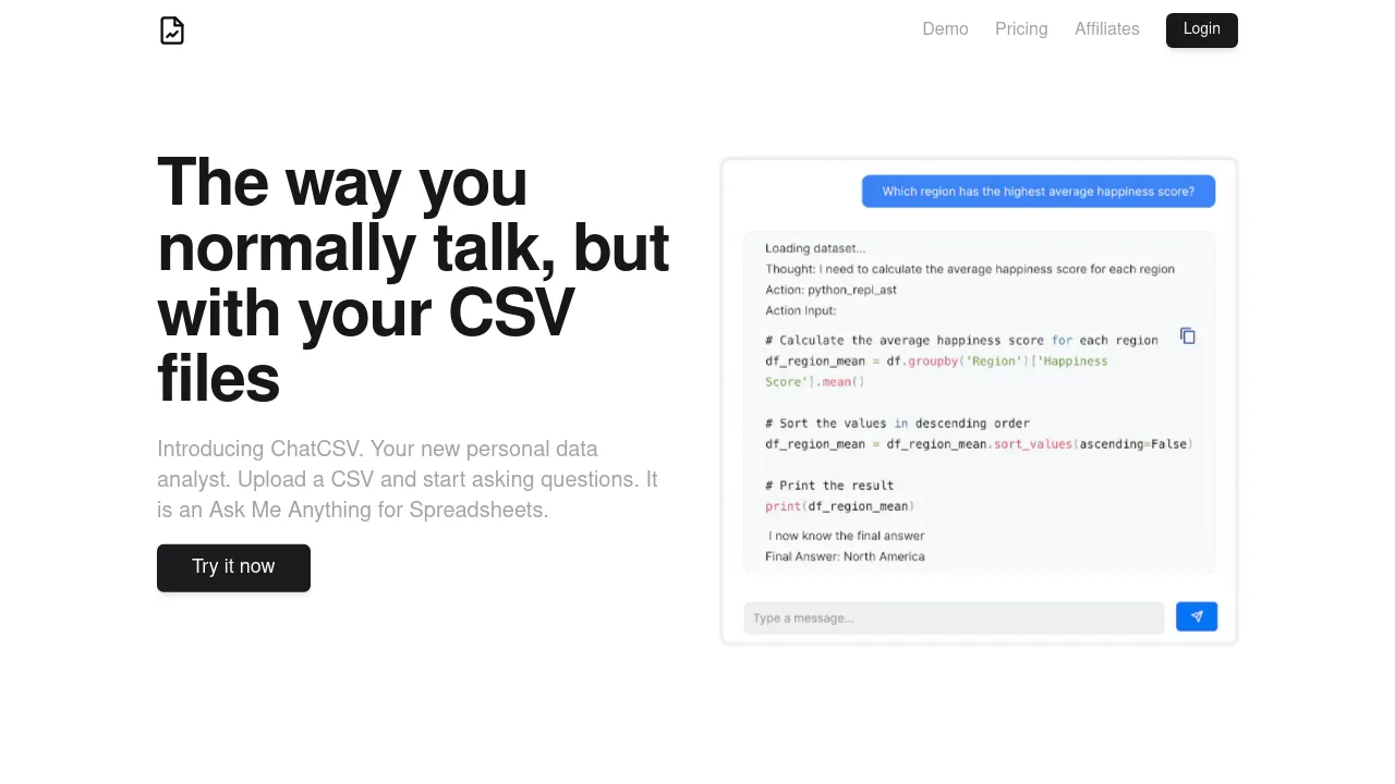 ChatCSV screenshot