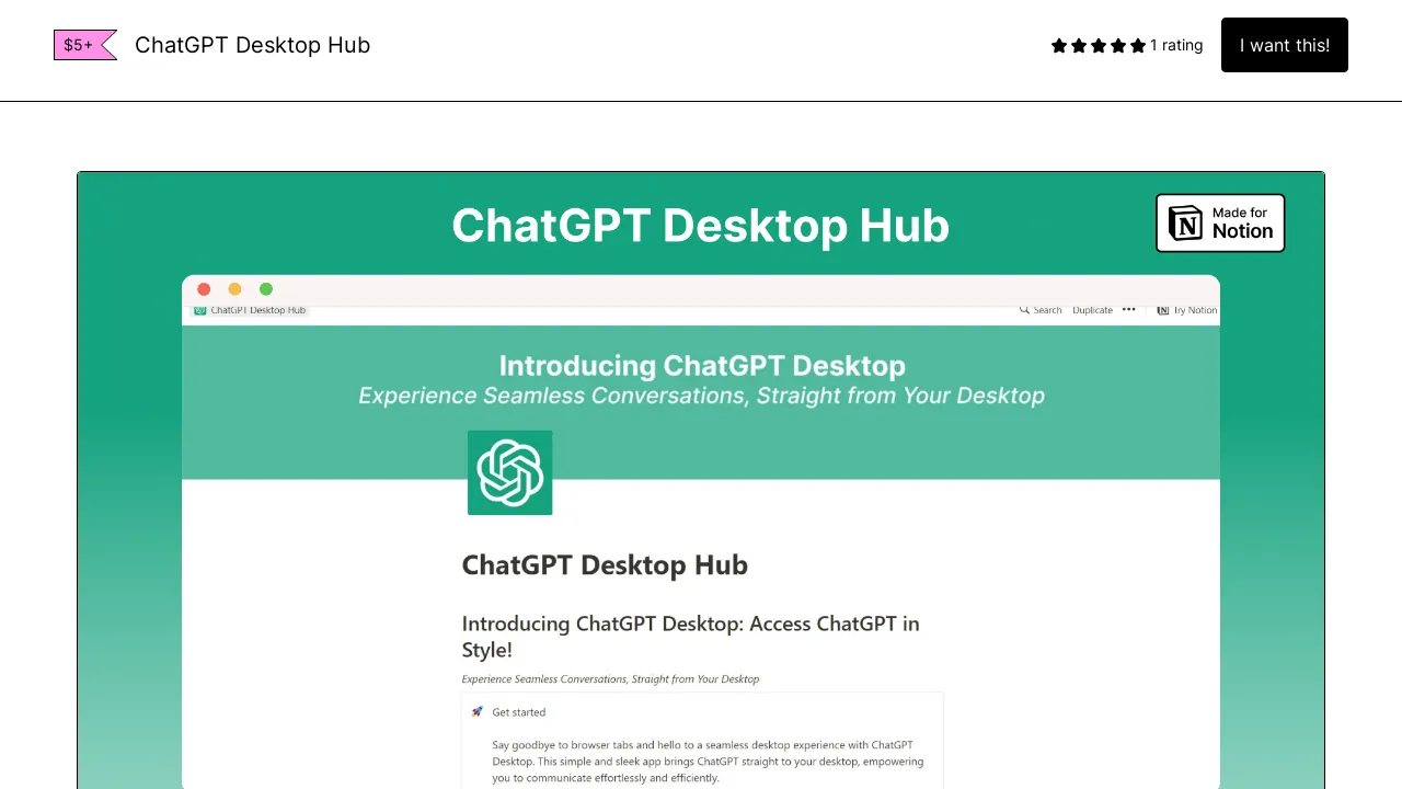 ChatGPT Desktop Hub screenshot