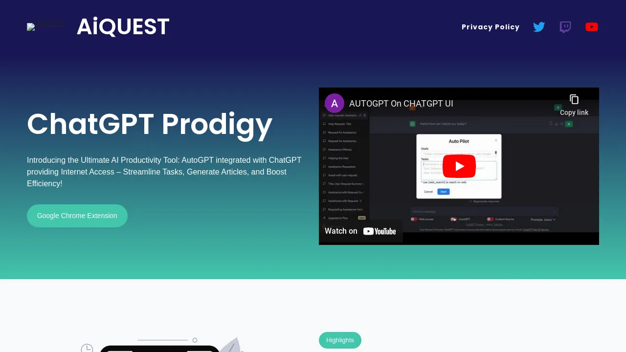 ChatGPT Prodigy screenshot