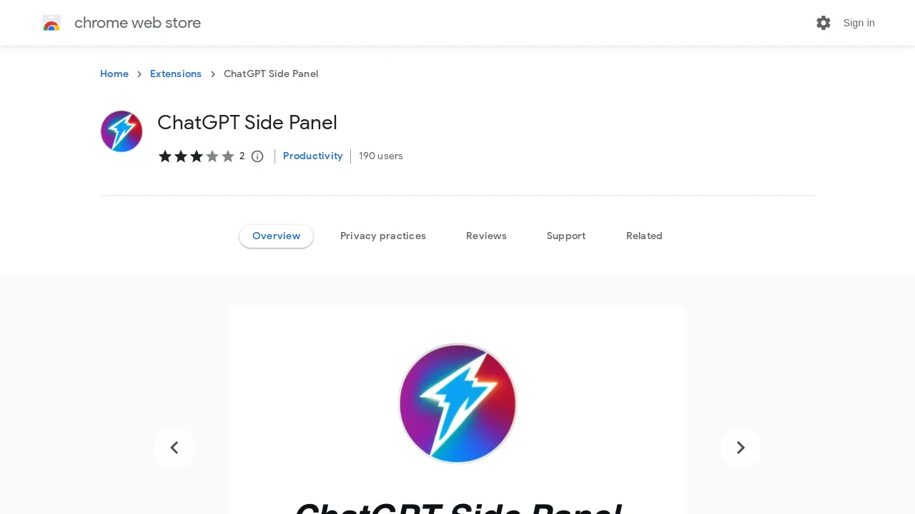 ChatGPT Side Panel screenshot