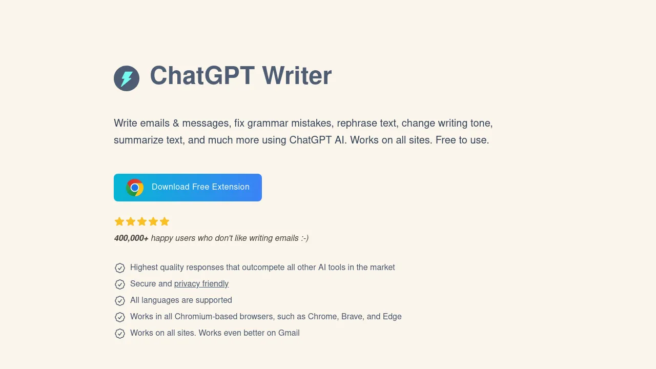 ChatGPT Writer screenshot