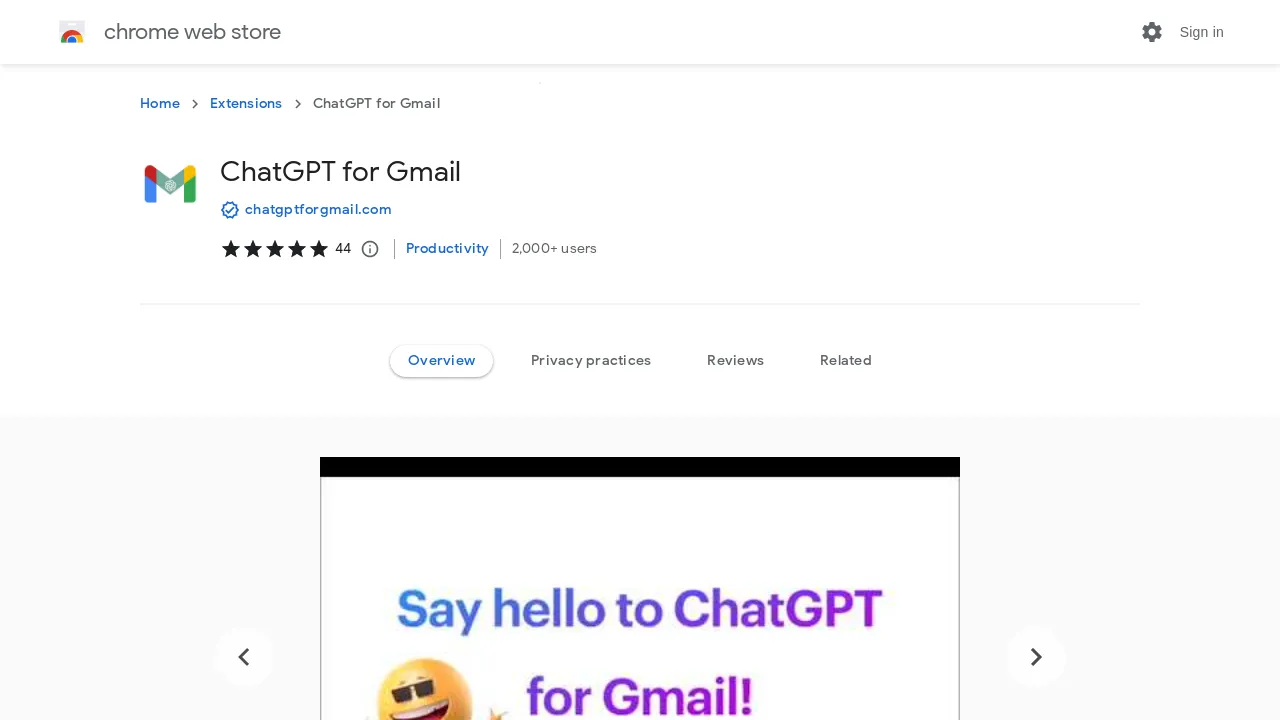 ChatGPT for Gmail screenshot