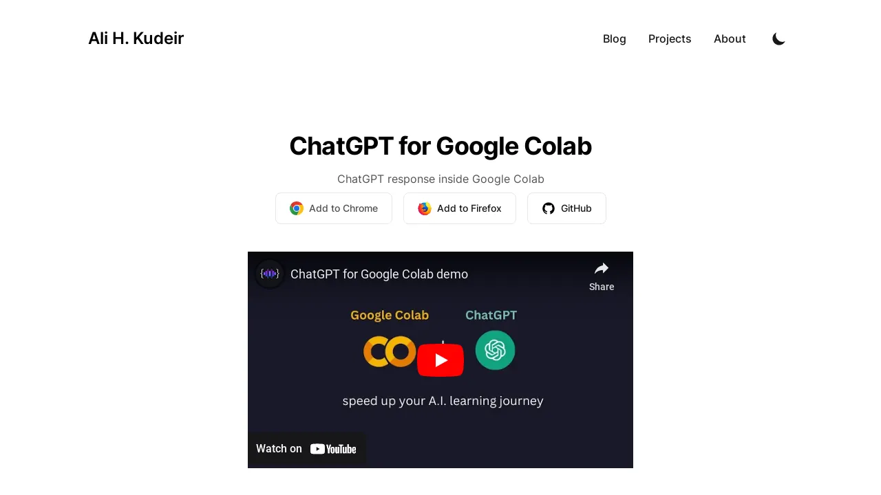 ChatGPT for Google Colab screenshot