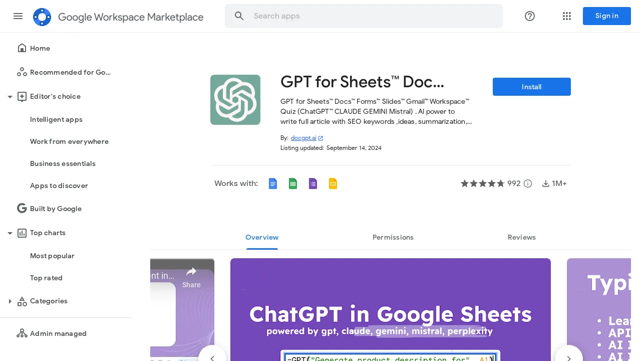 ChatGPT, Gemini, Mistral, Perplexity for Sheets | Programmatic SEO | Data Enrichment | o1-preview | o1-mini | gpt-4o screenshot