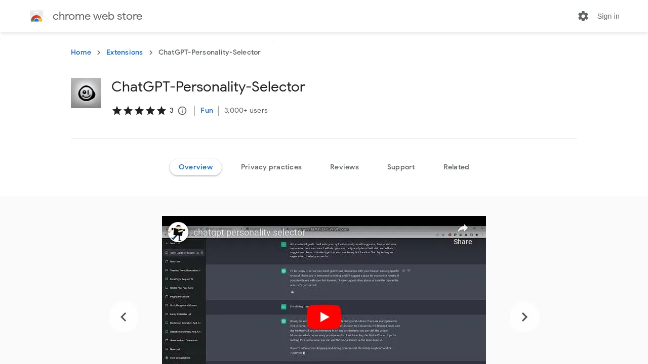 ChatGPT-Personality-Selector screenshot