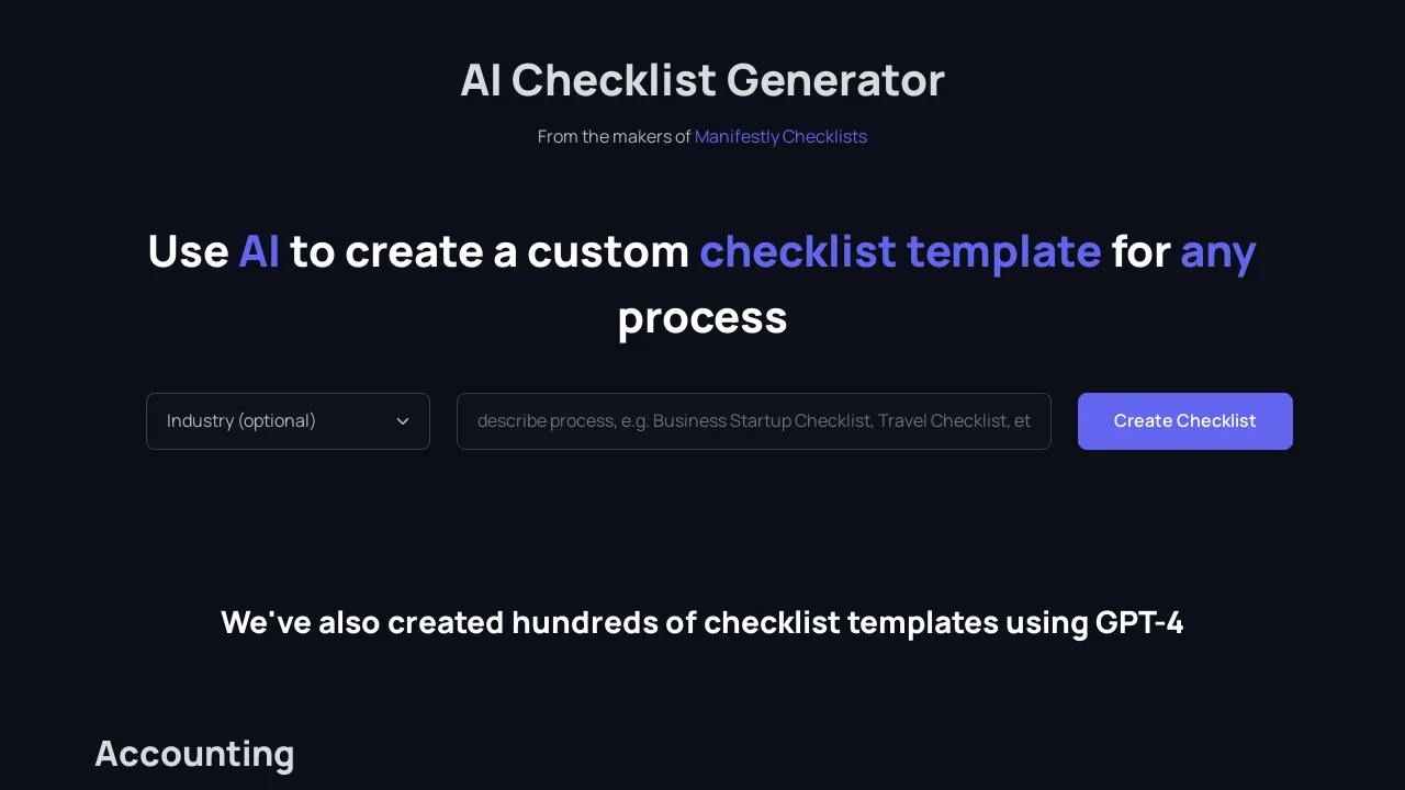 Checklistgenerator screenshot