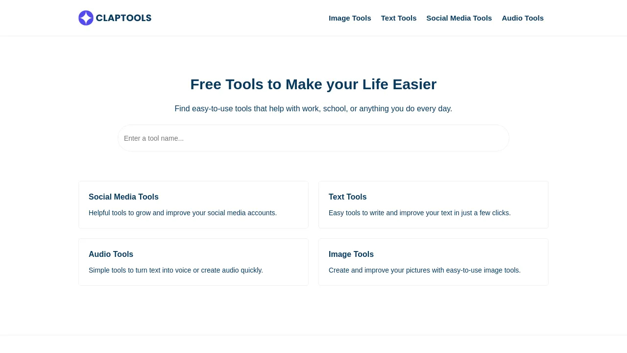 Claptools – Viral AI Tools Hub for Creators & Marketers screenshot