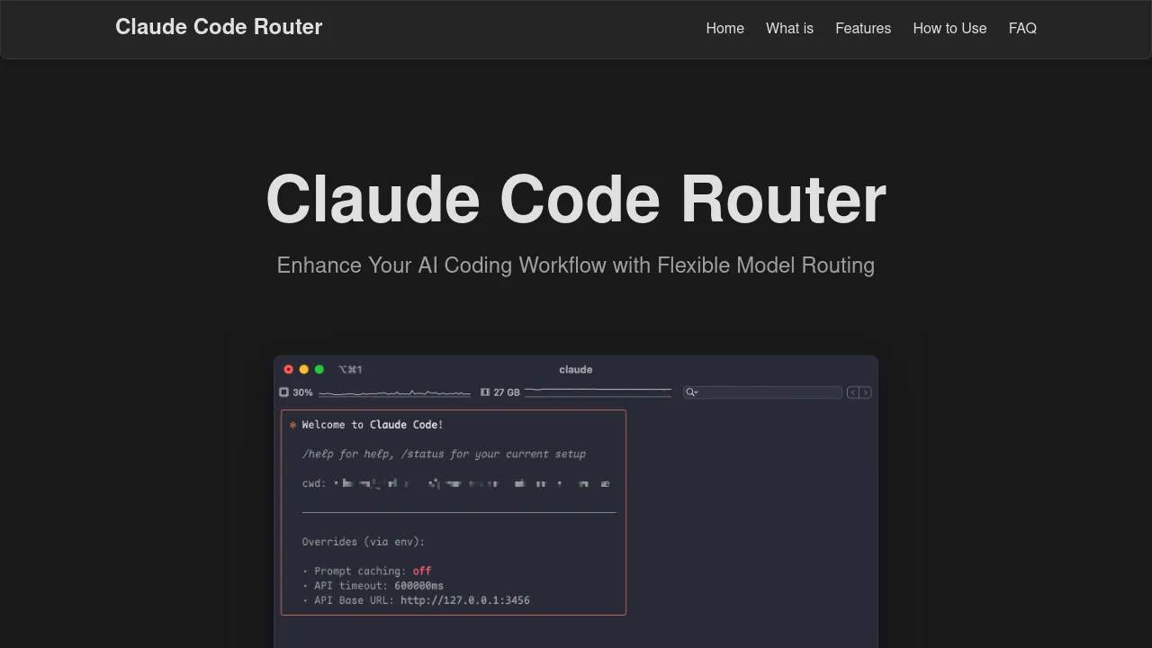 Claude Code Router - Enhance Your AI Coding Workflow screenshot