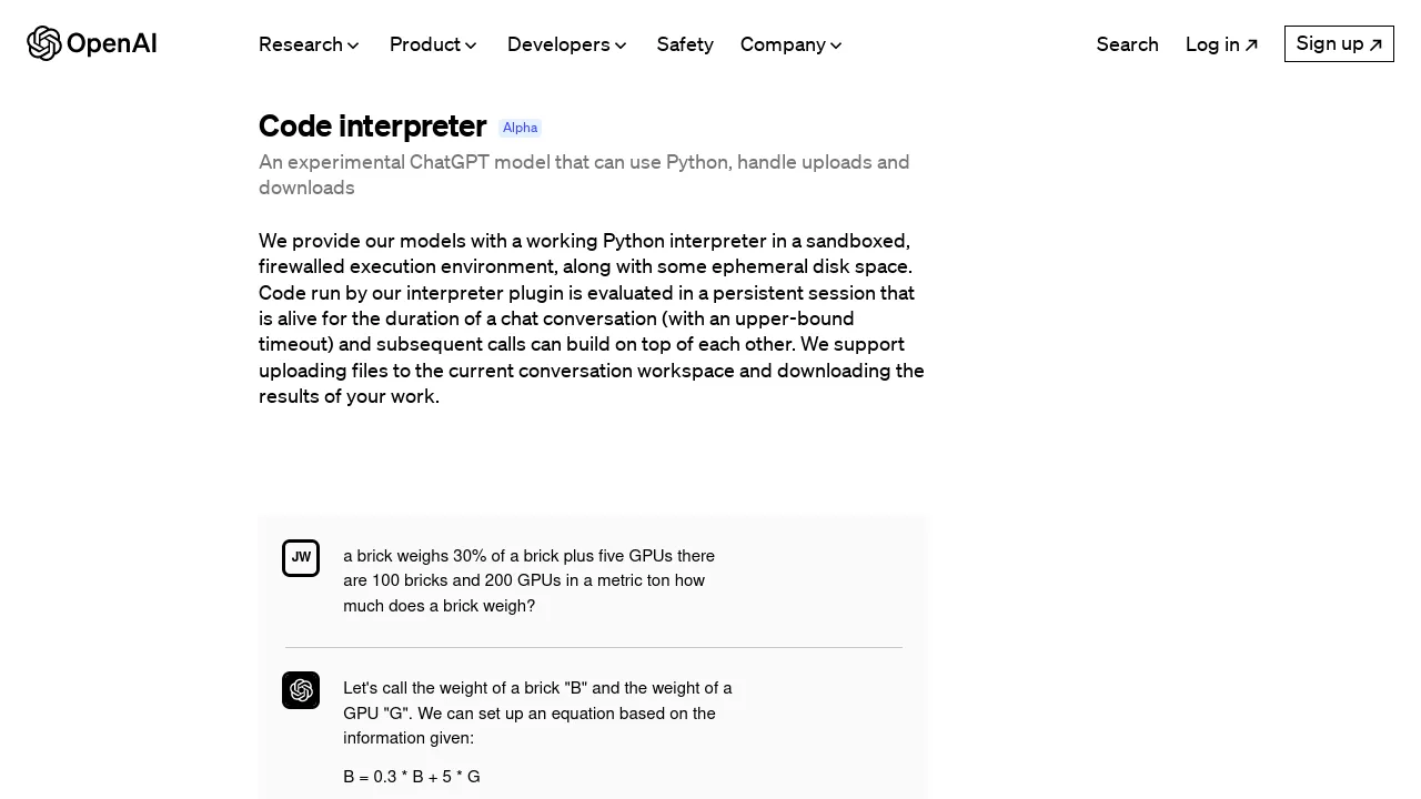 Code Interpreter by OpenAI screenshot