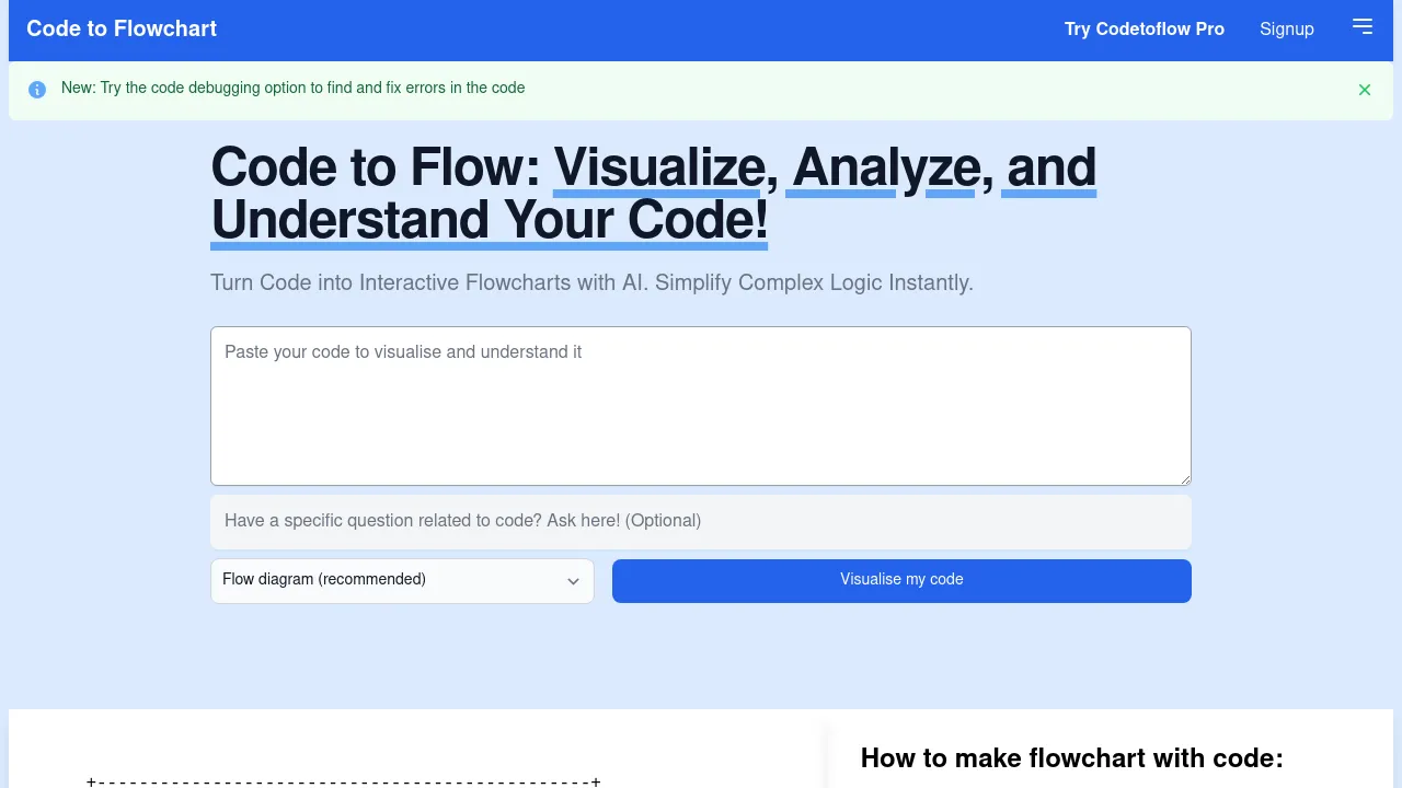 Code to Flow screenshot