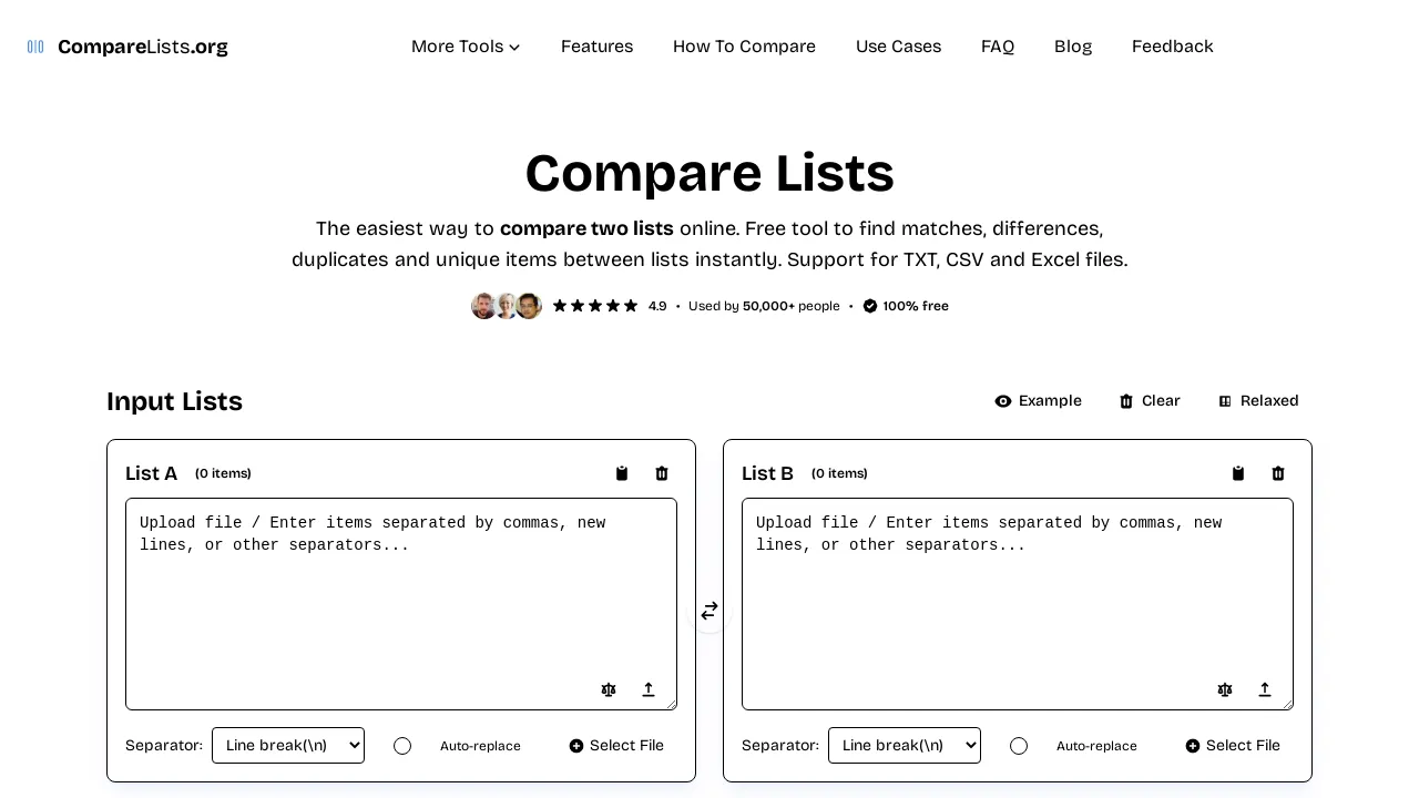 Compare Lists Pro | Free Tool to Compare Two Lists Instantly