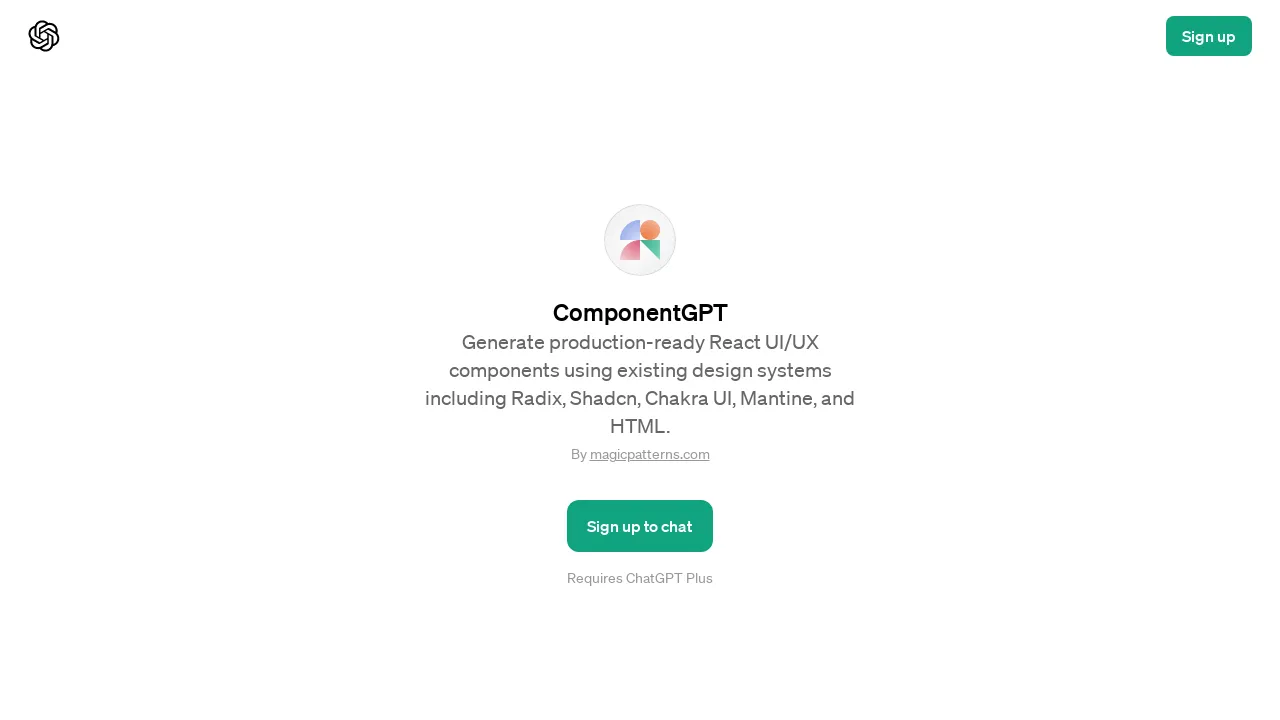 ComponentGPT screenshot