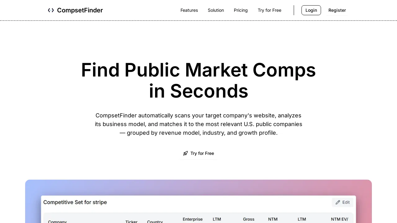 CompsetFinder - Find Public Market Comparables screenshot
