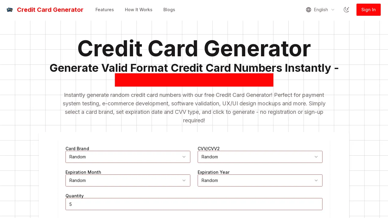 Credit Card Generator screenshot