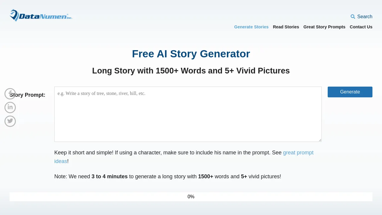 Datanumen Story Generator screenshot