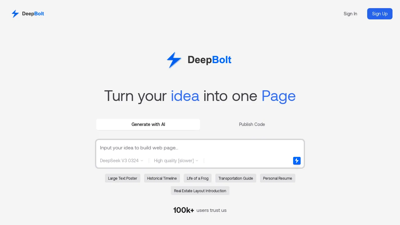 DeepBolt screenshot