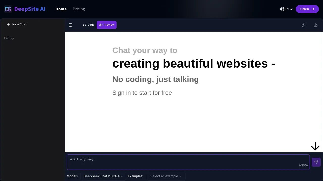 DeepSite AI screenshot