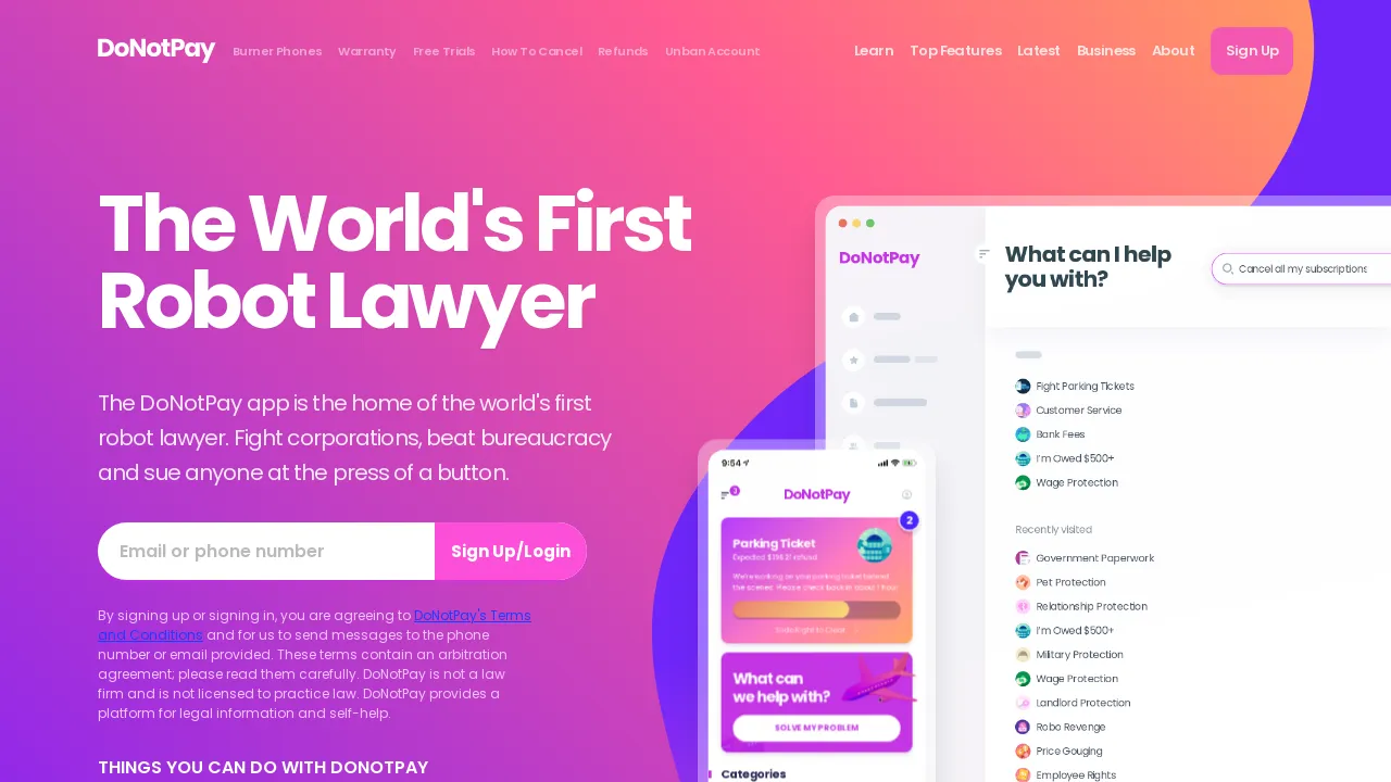 Donotpay screenshot