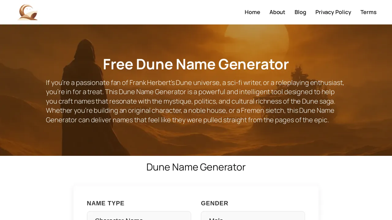Dune Name Generator screenshot