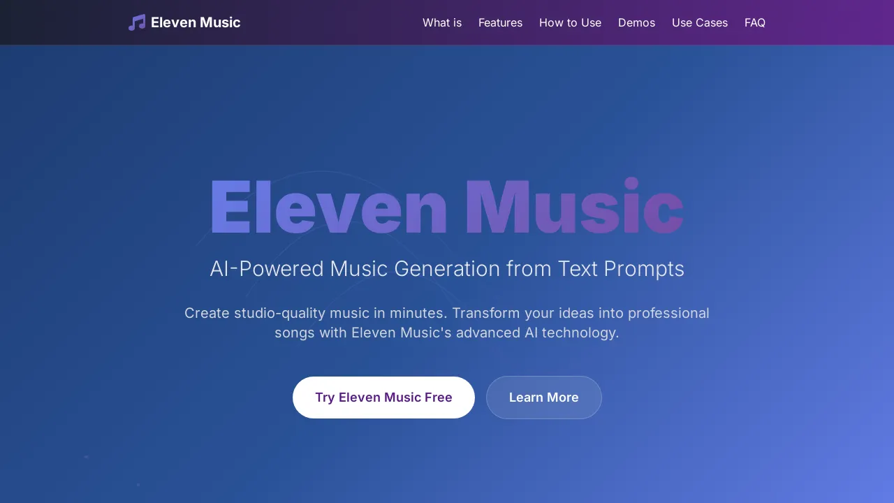 Eleven Music - AI Music Generator | Create Studio-Quality Music from Text screenshot